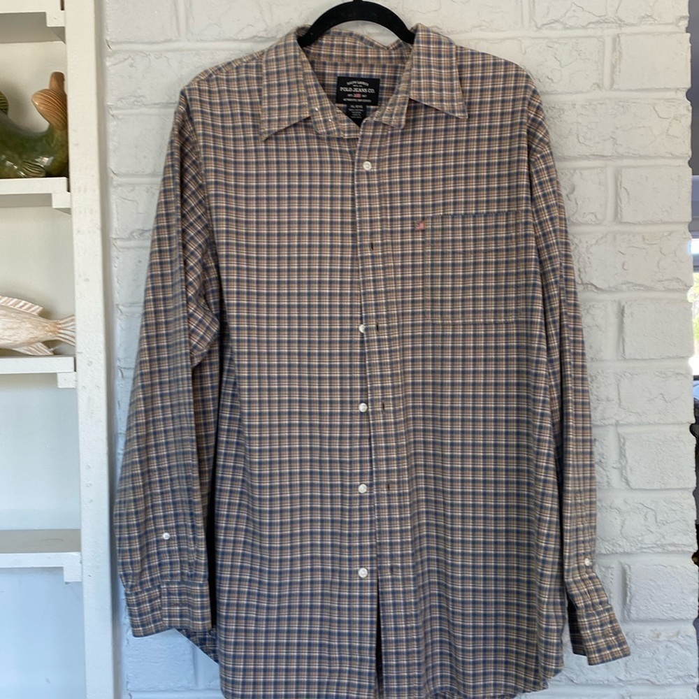 Y2K Vintage 90’s Ralph Lauren Plaid Casual Burton Down Shirt Size XL